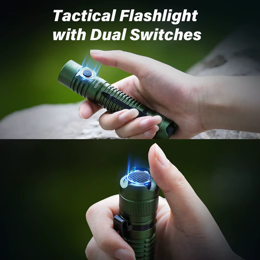 Sofirn SP31 V3.0 Taktische LED-Taschenlampe mit 2000 lm, USB-C wiederaufladbar, SST40/519A, 18650 Akku, Grün - Bild 5