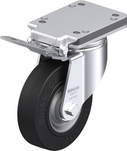 Blickle Lenkrolle LH-SE 160K-IS mit Feststeller in Anthrazit und Silber, Rad-Durchmesser: 16 cm, Tragfähigkeit: 450 kg - Bild 1