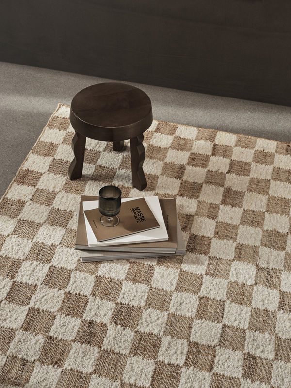 Ferm Living Check Wool Jute Teppich mit Karomuster in Beige und Mehrfarbig - Bild 2