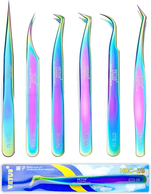 VETUS Wimpern Verlängerung Pinzette, Edelstahl, Metallic, Unisex - Bild 1