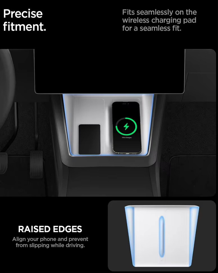MIYOKAKING Ultradünnes kabelloses Ladepad als Silikonmatte für Tesla Model Y Juniper und Model 3 2026 in Schwarz oder Weiß - Bild 1