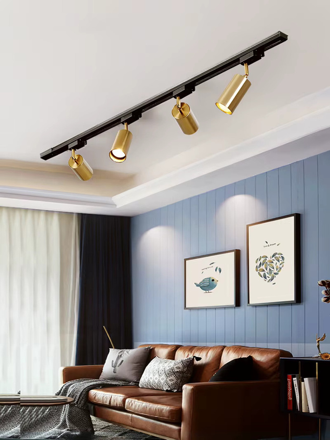 Ramalho LED Schienenbeleuchtung Set mit COB-Strahler und Reflektor in Gold/Messing für Wohnzimmer und Geschäftslokale - Bild 3