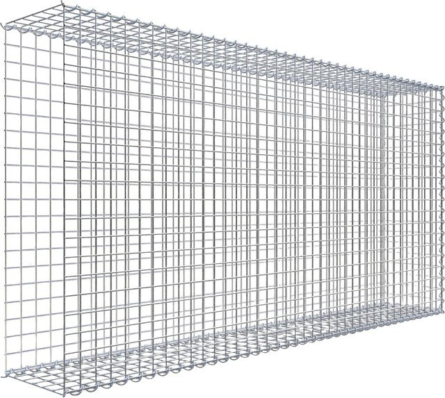 Gabiona Gabione-Anbaukorb Typ 2 aus Stahl, silbergrau, B/T/H: 200 x 100 x 30 cm, Maschenweite: 5 x 5 cm - Bild 1