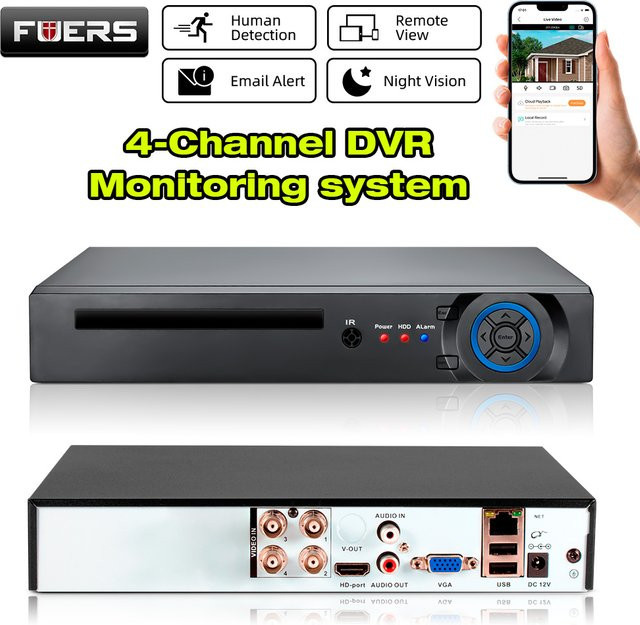 KERUI 4CH DVR Digital Video Recorder Home Security Camera System in Schwarz mit H.265 Kompression und App-Unterstützung via XMEYE und ICsee - Bild 1