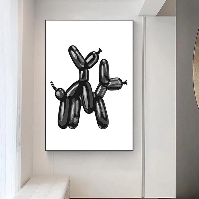 Potdemiel Ballonhund Wandkunst als Leinwanddruck in Schwarz - Bild 1