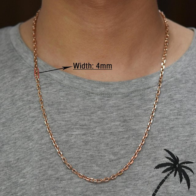 Halskette Edelstahl, Roségold, O-Gliederkette, 60 cm, Unisex - Bild 1