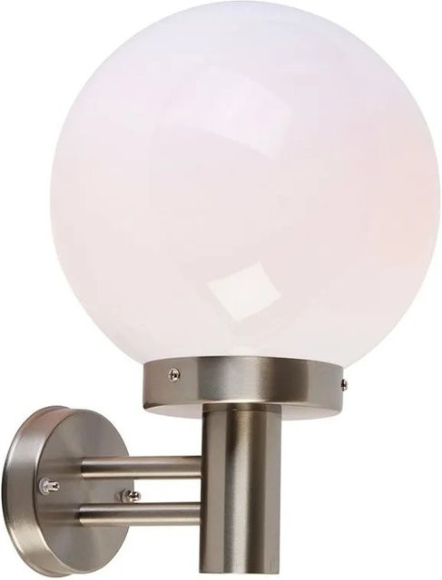 QAZQA Moderne Außenwandleuchte Sfera aus Edelstahl in Weiß und Silber, IP44, E27, Kugelform für Garten und Außenbereich - Bild 1