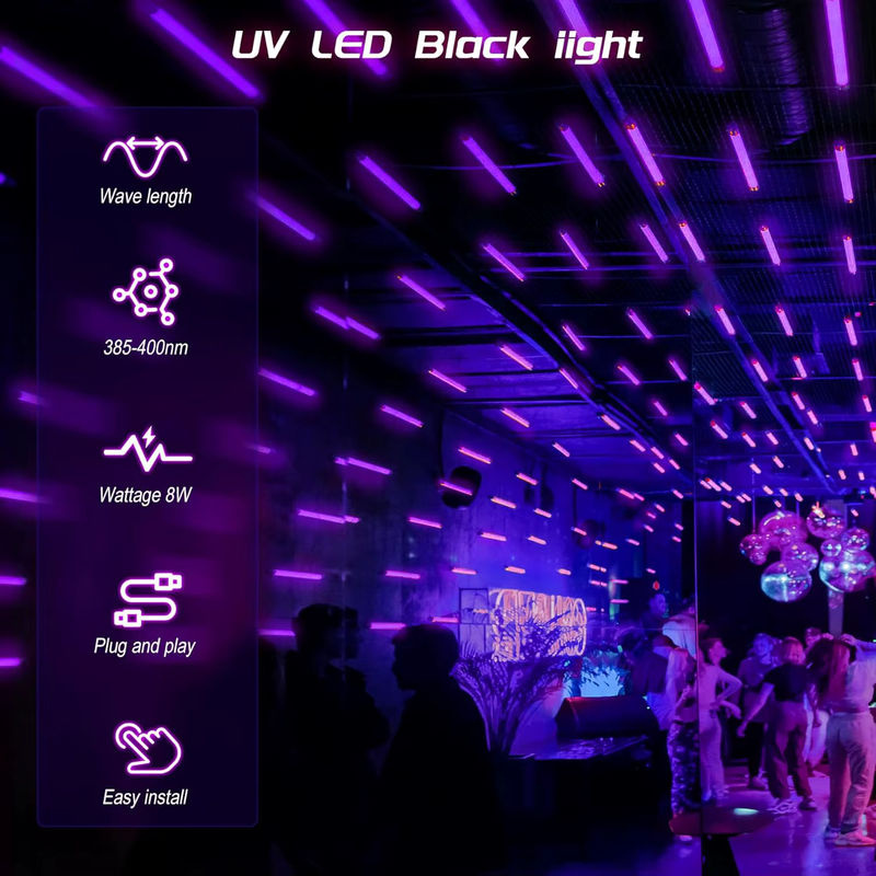 UV-Schwarzlicht-Lampenleiste mit Schalter, 385–400 nm, schwarzer Lichteffekt für Party und Deko - Bild 4