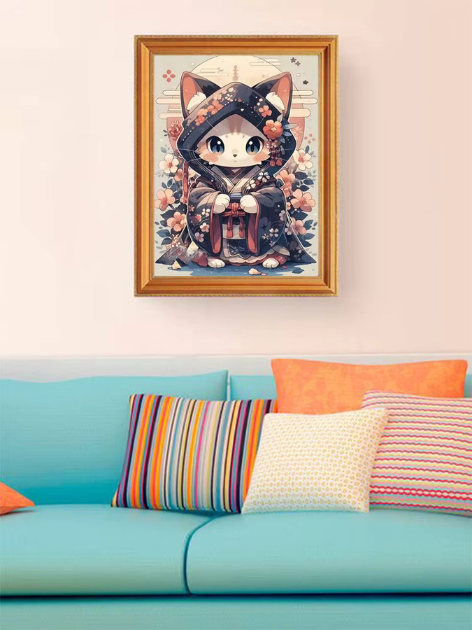 Huacan 5D-Diamantgemälde Katze Cartoon DIY Mosaik Stickerei in Multicolour B/H/T: 30,0 x 20,0 x 20,0 cm - Bild 4