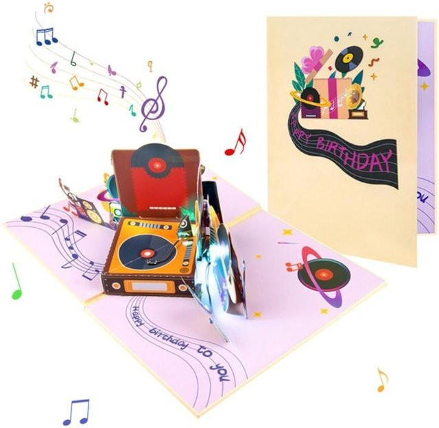 Elegante 3D Popup Geburtstagskarte von Insiders mit Musik und Licht in Multicolor - Bild 1