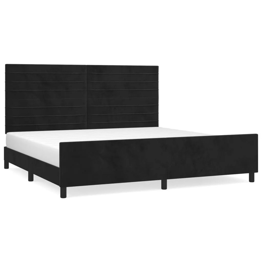 vidaXL Bettgestell mit Kopfteil aus Samt in Schwarz, B/T: 200 x 200 cm - Bild 2