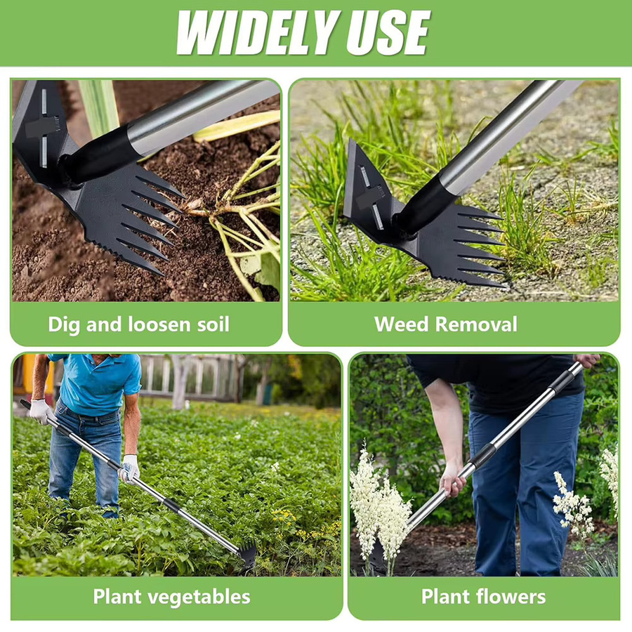 Stookits 2 in 1 Doppelgartenhacke und Handheld Unkrautpuller als Gartenwerkzeug für Blumenbeete - Bild 5