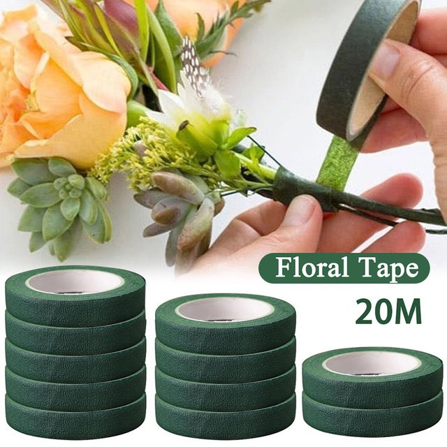 Grünes Blumenklebeband aus Washi-Papier für DIY-Blumenbindearbeiten und Verpackungen, Breite: 1,2 cm, Länge: 22,86 m - Bild 1