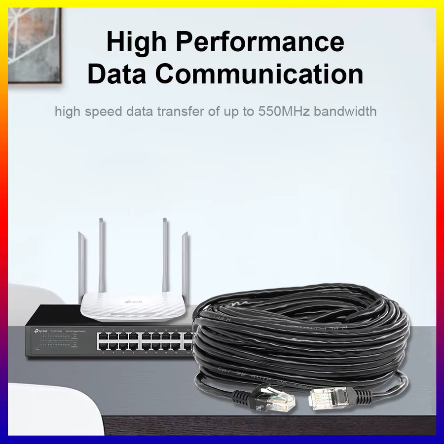 SNQP Cat 6 Ethernet-Kabel für Innen- und Außenbereich, Hochgeschwindigkeits-LAN-Patchkabel aus Reinkupfer mit RJ45, Schwarz, 18,3 m - Bild 5