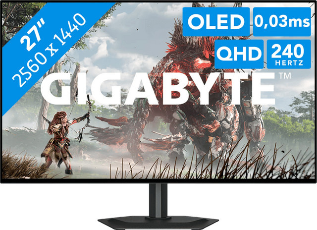Gigabyte GO27Q24G WOLED Gaming Monitor, 27 Zoll, QHD 1440p, 240 Hz, Schwarz - Bild 1