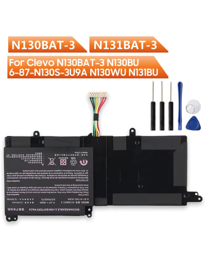 Clevo Ersatzakku N130BAT-3 N131BAT-3 in Schwarz mit 36Wh und 3100mAh - Bild 4