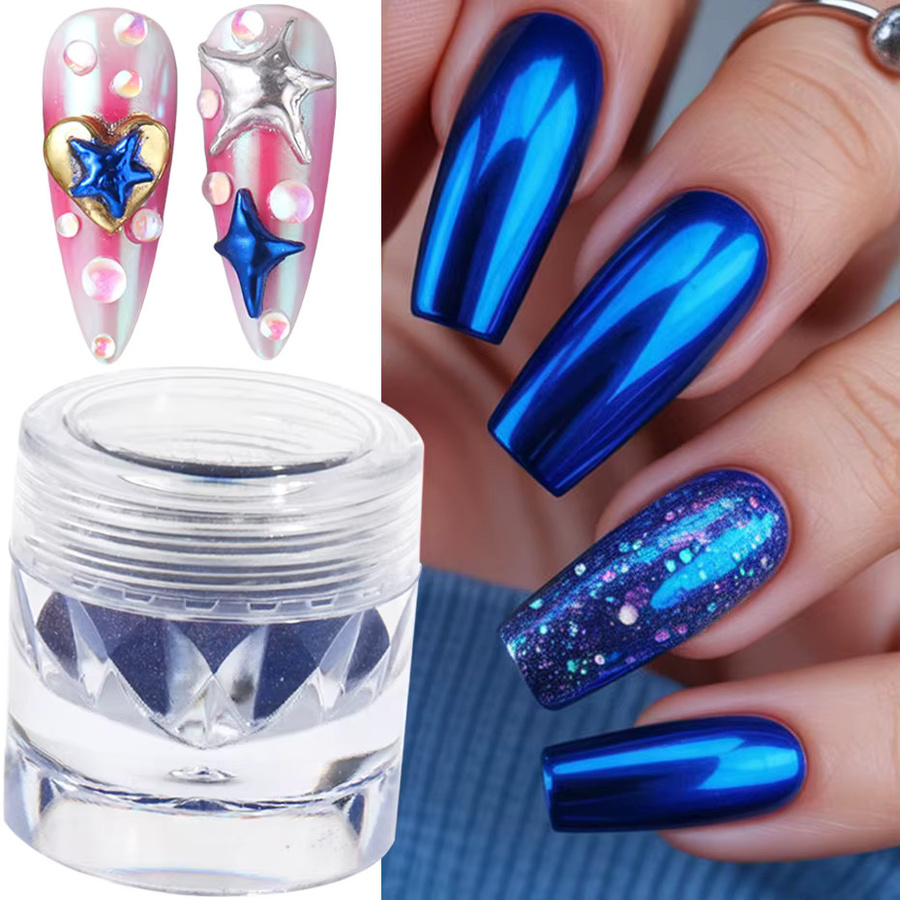 Full Beauty Nagelpulver Metallic, Blau - Bild 4