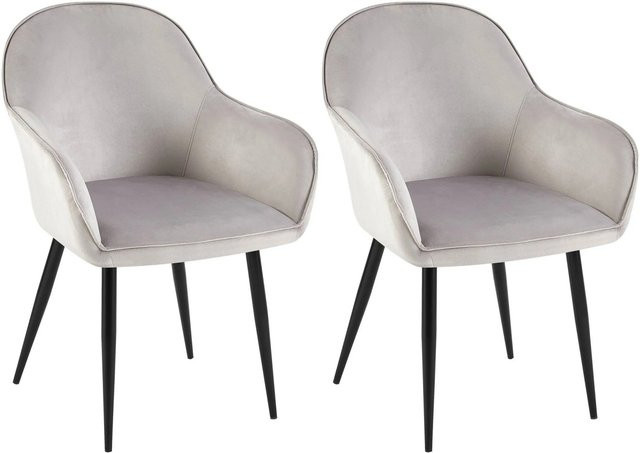 2er Set DELUKE GENIM Esszimmerstühle aus Samt in Grau, B/T/H: 60 x 60 x 84 cm - Bild 1