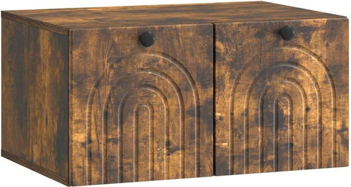 Wandmontierter TV-Schrank vidaXL aus Eiche in Geräuchert Braun/Grau mit Drehtüren, B/H/T: 59,5 x 30 x 41 cm - Bild 1