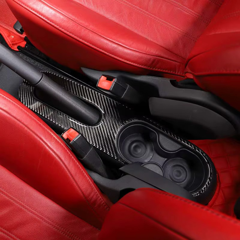 Carbon Faser Aufkleber für die Mittelkonsole und Handbremse als Zubehör für Fiat 500 in Schwarz - Bild 4