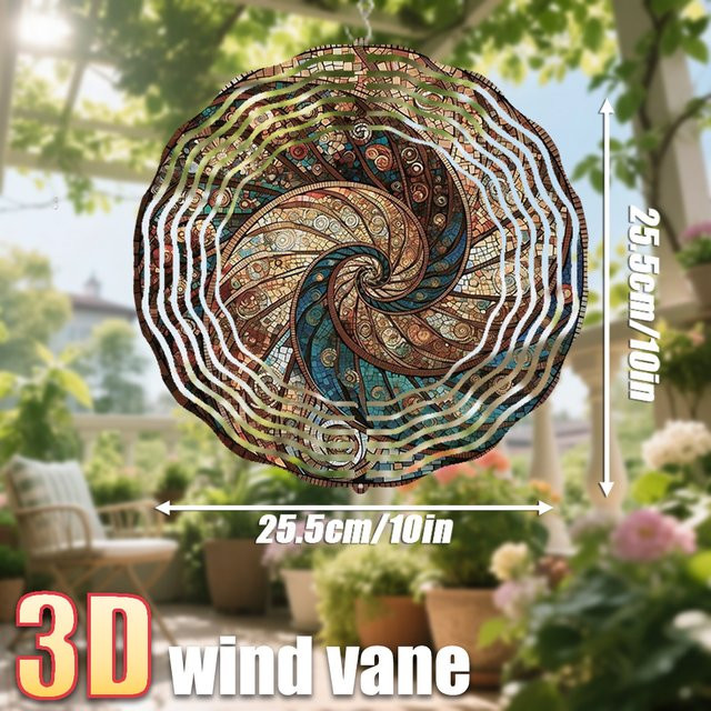 CIFBUY 3D Metall-Windspinner Spiral-Gartenstecker mit Drehbarem Haken, geometrische Gartenkunst-Deko in Multicolour, Durchmesser: 25,4 cm - Bild 1