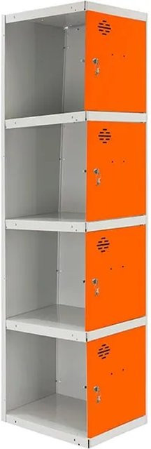 PROREGAL Spind AMEGO Anbaumodul mit 4 Abteilen, Schließfach Garderobe, Grau-Orange, H x B x T: 180 x 40 x 50 cm - Bild 1