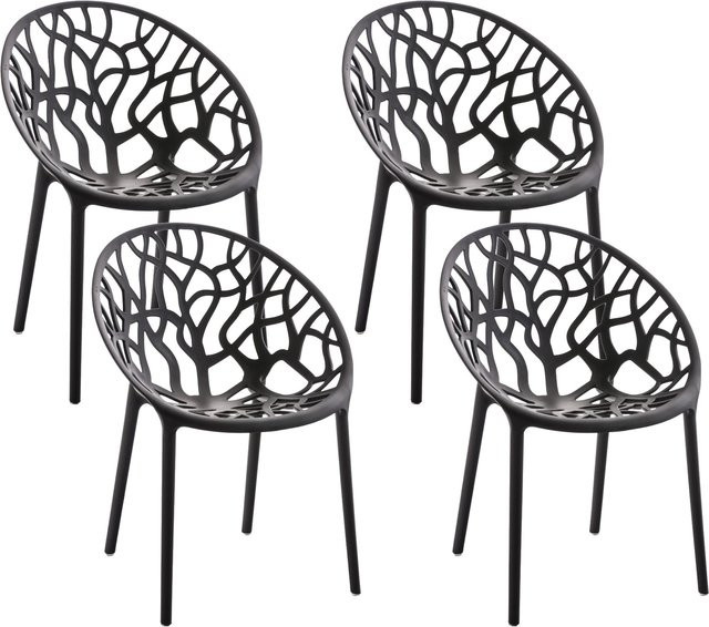 CLP Gartenstühle 4er Set Hope in Schwarz, stapelbare Outdoor-Gartensessel aus Polypropylen mit Lehnen, wetterfest und UV-beständig, bis 150 kg belastbar - Bild 1
