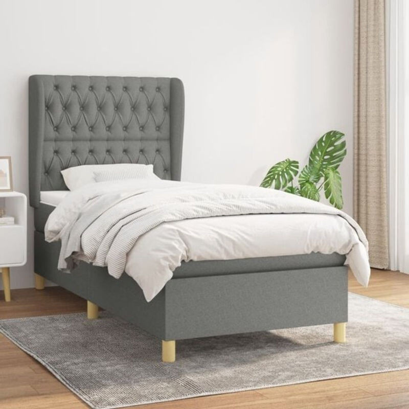 Vidaxl Boxspringbett mit Matratze aus Stoff in Anthrazit B/T: 100 x 200 cm - Bild 1