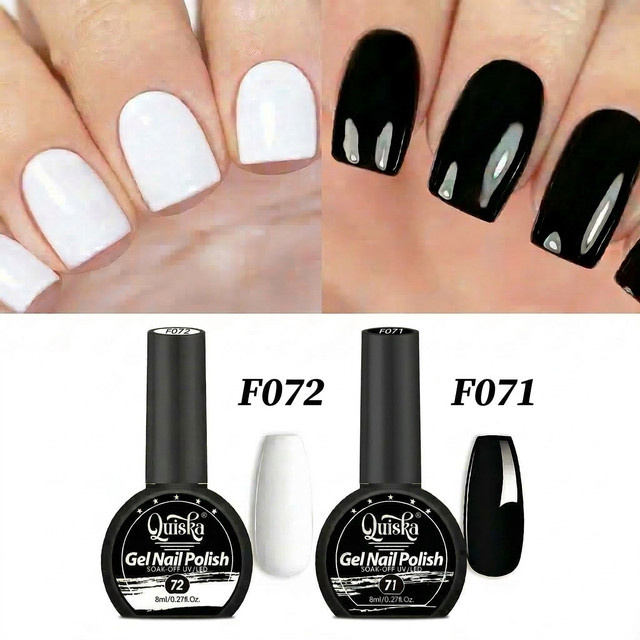 Quiska Nagelgel-Lack Schwarz-Weiß, 2er-Set, 8 ml, Glänzend - Bild 1