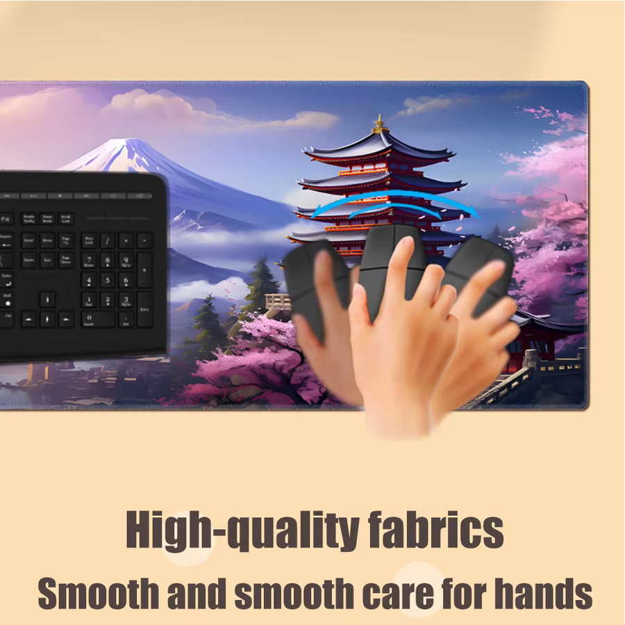 HYBXAXC Gaming-Mauspad mit Japan Scenic Mount Fuji Pagode Print, Schreibtischunterlage aus Gummi in Multicolour - Bild 4