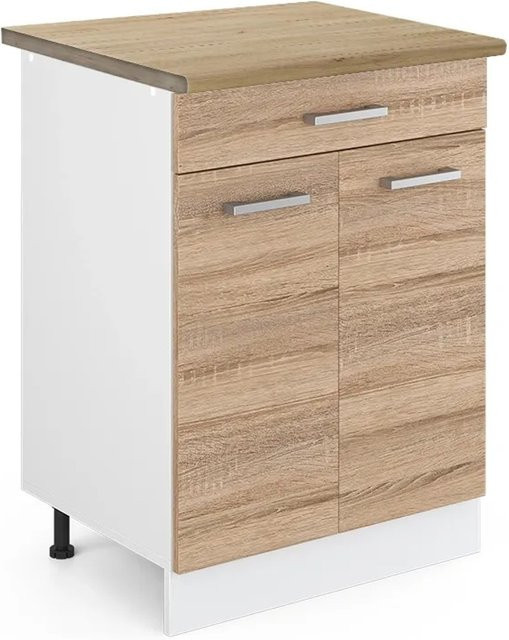 Vicco Küchenunterschrank R-Line Sonoma/Weiß mit Schublade und Türen, B/T/H: 60 x 60 x 81,6 cm - Bild 1