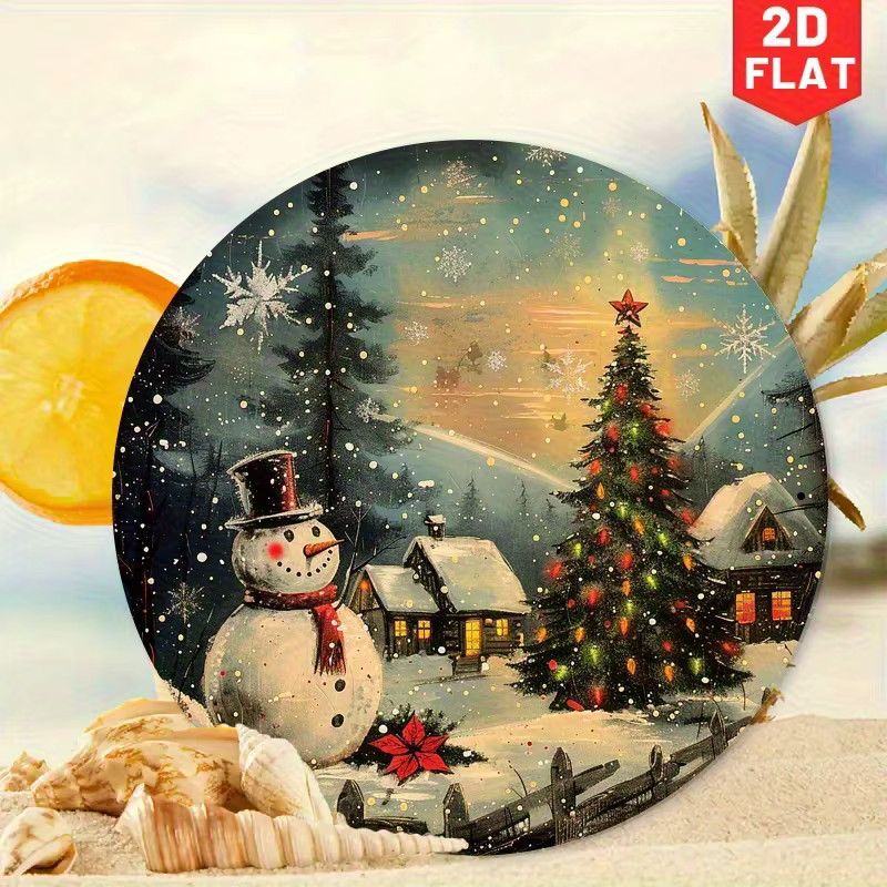 Potdemiel Retro Wanddekoration Schneemann Winter Wunderland aus Metall, Durchmesser: 20 cm, Multicolor - Bild 3