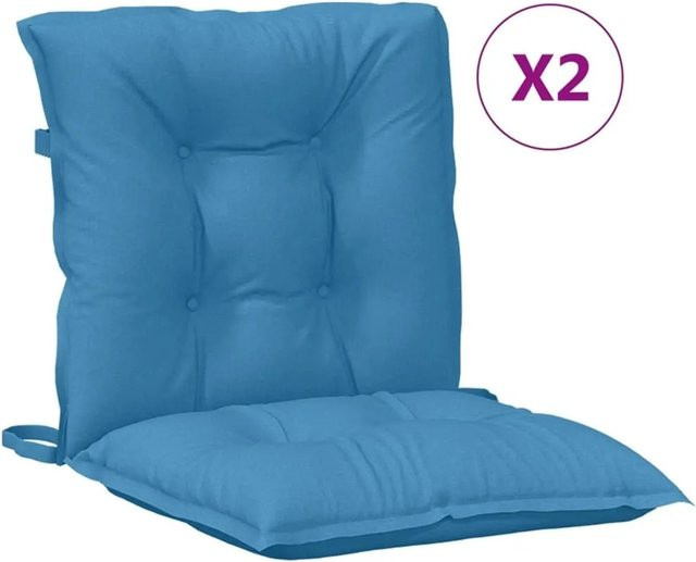 vidaXL Niedriglehner-Auflagen 2er-Set Melange Blau aus Polyester, B/T/H: 100 x 50 x 7 cm - Bild 1
