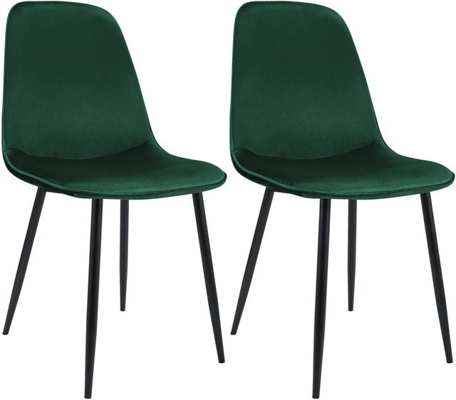 2er Set Esszimmerstühle DELUKE RAZON aus Samt in Grün, B/T/H: 45 x 54 x 88 cm - Bild 1