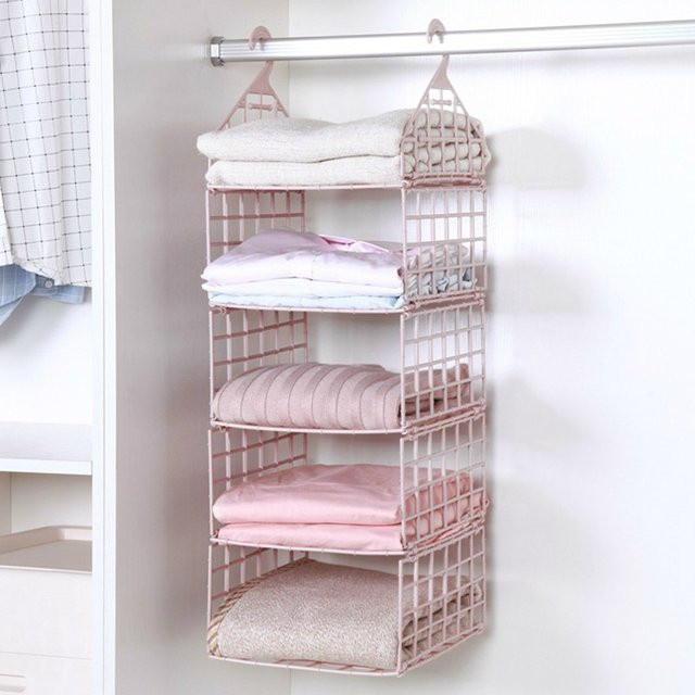 Aihogard Faltbarer Hängeschrank-Organizer in Beige mit Metallrahmen für Kleidung und Handtücher - Bild 1