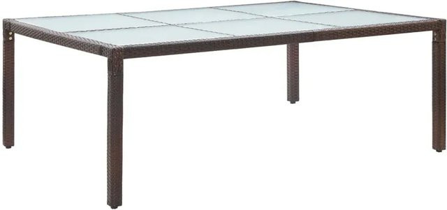 vidaXL Garten-Esstisch aus Poly Rattan und Glas in Braun B: 200 cm, T: 150 cm, H: 74 cm - Bild 1
