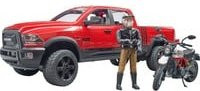 Bruder Modellfahrzeug Set RAM 2500 Power Wagon mit Ducati Desert Sled Motorrad und Fahrer im Maßstab 1:16 - Bild 1