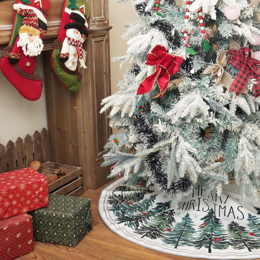 VIKAMA Weihnachtsbaumrock in Türkis mit Red Birds Design und floralem Muster - Bild 3
