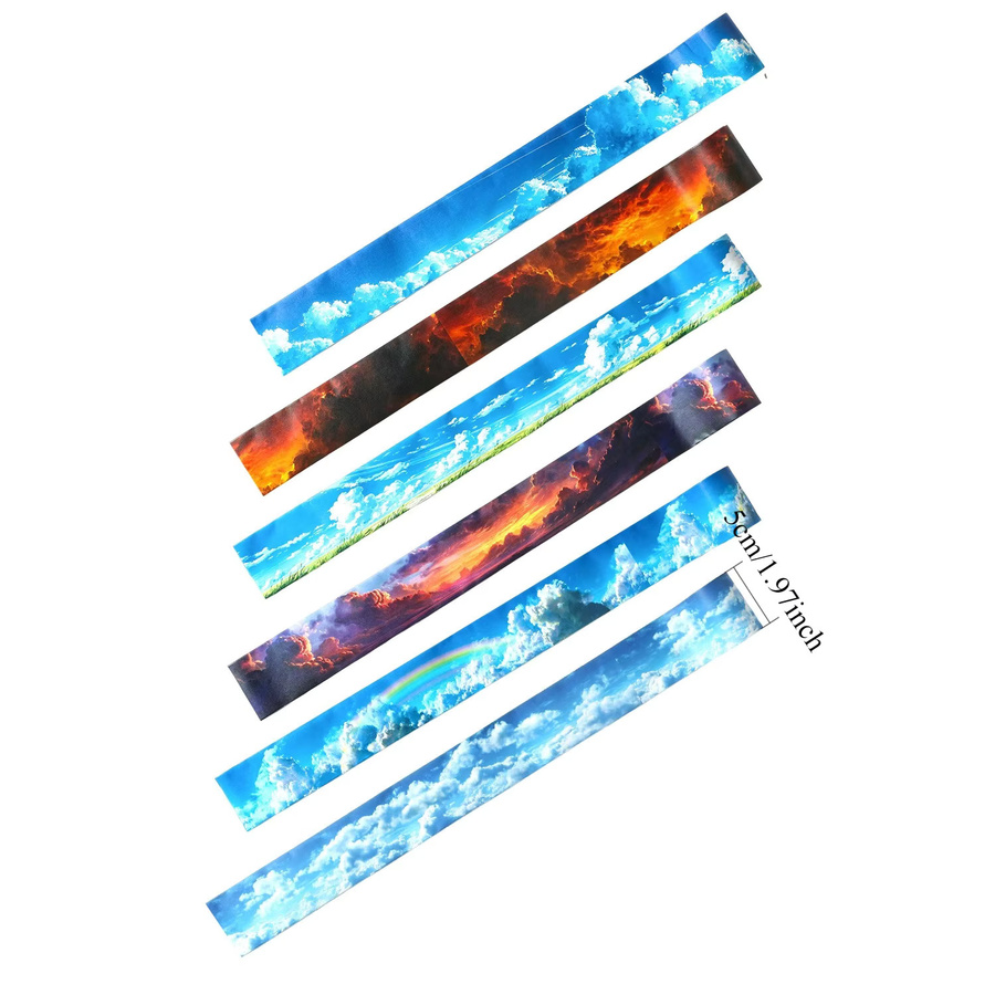 Journamm Washi Tape Sky Cloud Motiv in Blau und Multicolour für Junk Journal und Scrapbooking, Breite: 5 cm, Länge: 2 m - Bild 1