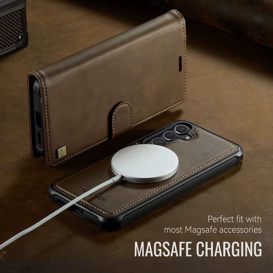 2-in-1 Magnetische Lederhülle mit abnehmbarem Kartenfach für Samsung Galaxy S25 Ultra S26 Ultra S24 Plus S24 FE S24 Edge in Braun - Bild 3