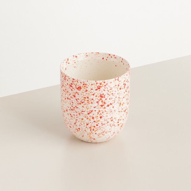 Keramik Übertopf Konfetti von Green Living in Rot und Weiß, gesprenkelt, Höhe: 13,7 cm, Durchmesser: 12,5 cm - Bild 1