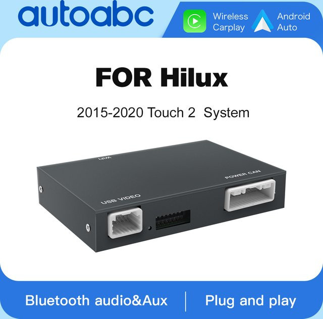 AUTOABC Drahtloses CarPlay und Android Auto Multimedia-Zubehör für Toyota Hilux in Schwarz mit Wi-Fi und Bluetooth sowie Mirror Link und AirPlay - Bild 1