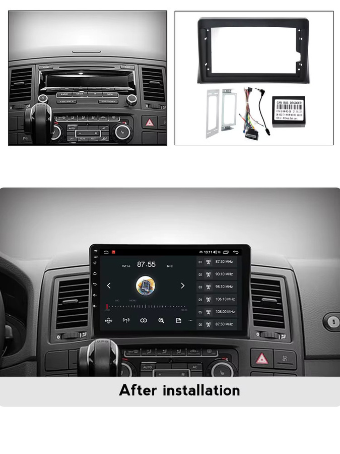 TomoStrong 9-Zoll Autoradio Blende Rahmen für Volkswagen Multivan T5 2003–2015 inklusive Canbus und Montagesatz in Schwarz - Bild 7