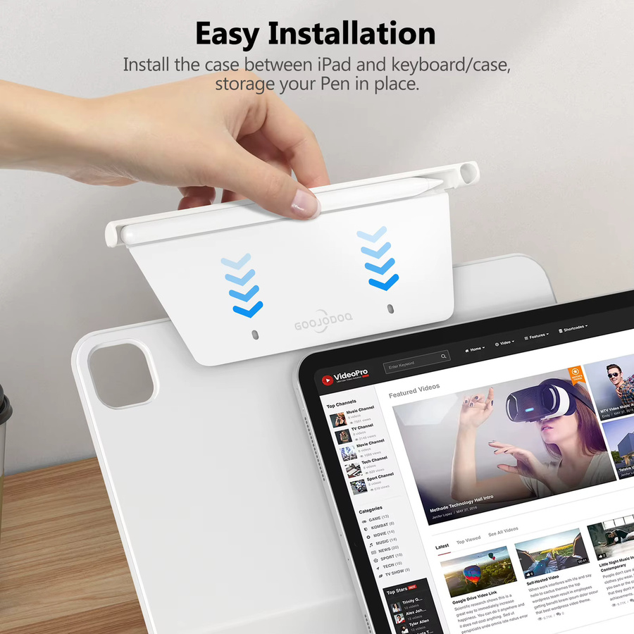 GOOJODOQ Smart Magic Keyboard Folio in Weiß für Apple mit magnetischer Halterung für Apple Pencil 1 und 2 - Bild 2