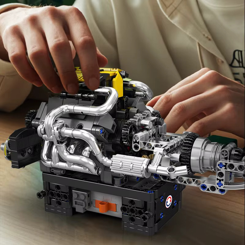 wishiot V8 Motor Bausteine Montage Modell MOC DIY Kleines Partikel Ziegel Set für Fahrzeuge in Mehrfarbig - Bild 2