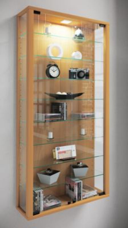 VCM Wandvitrine Vitrosa Maxi in Buche mit ESG-Sicherheitsglas, B/T/H: 59 x 18 x 113 cm - Bild 8