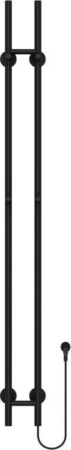 Belvit Elektrischer Handtuchtrockner Doppelrohr Schwarz Matt mit Timerfunktion, H: 150,0 cm, B: 16,8 cm - Bild 1