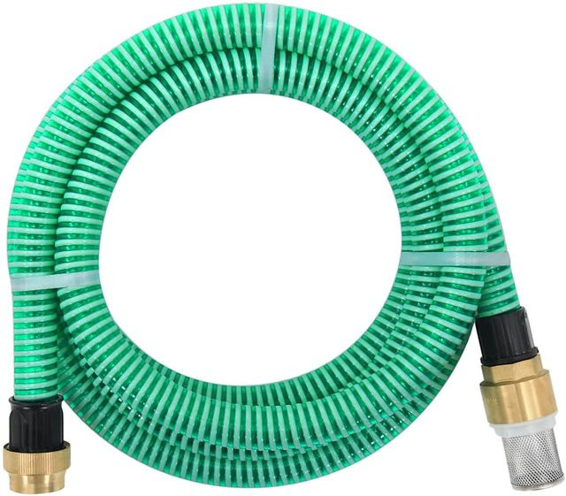vidaXL Saugschlauch aus PVC mit Messing-Anschlüssen in Grün, Länge: 7 m, Durchmesser: 1,765 Zoll - Bild 1