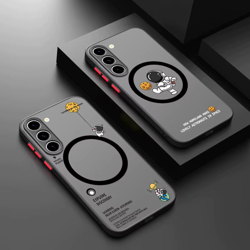 Magnetische Handyhülle mit Cartoon-Astronaut Design für Samsung Galaxy S26 S25 S24 Ultra Plus FE A57 A17 A37 A56 A55 A16 in Schwarz - Bild 1