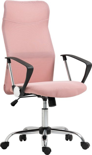 HOMCOM Ergonomischer Bürostuhl in Rosa mit Armlehnen und hoher Rückenlehne, höhenverstellbarer Drehstuhl mit Wippfunktion und Netzbespannung für dein Home-Office - Bild 1